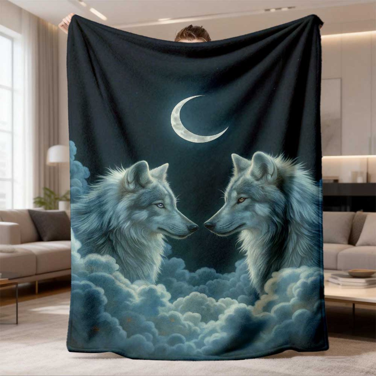 Home Textiles Face Towel - Koc flanelowy z motywem półksiężyca i