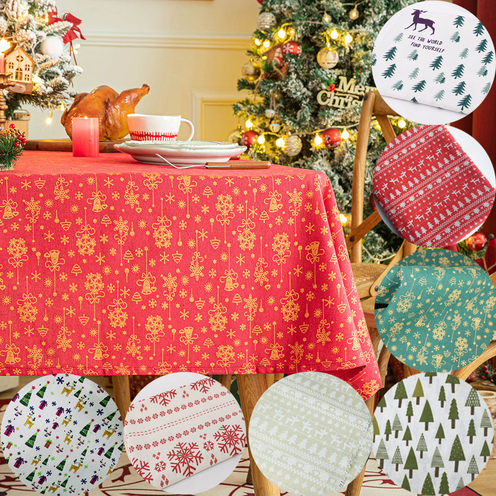 Home Textiles Importers In Usa - Tkanina bawełniano-lniana z nadrukiem świątecznym, sosna,